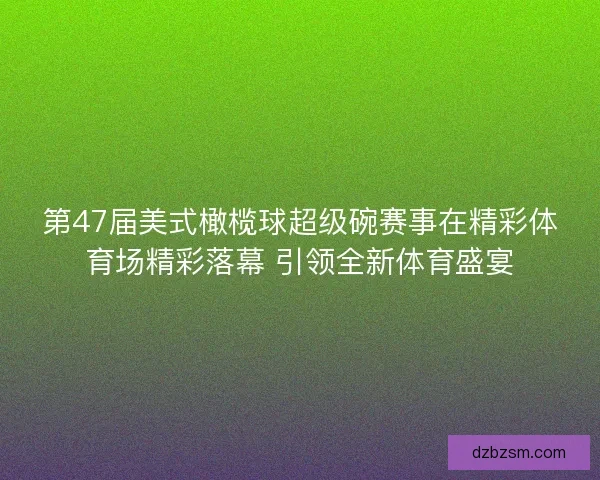 第47届美式橄榄球超级碗赛事在精彩体育场精彩落幕 引领全新体育盛宴